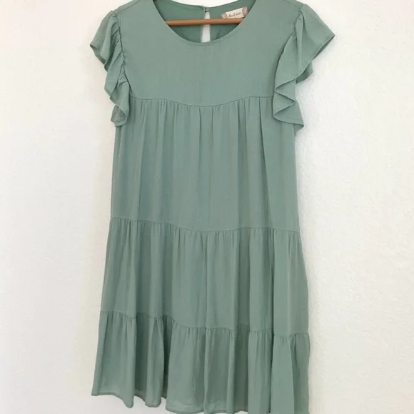 ALTAR’D STATE • Tiered Mini Dress Soft Green • Large - Picture 8 of 8